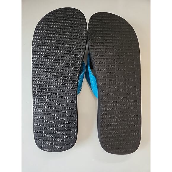New Corky's Turquoise Faux Croc Print Flip Flops Womens Size 11 - Picture 2 of 4